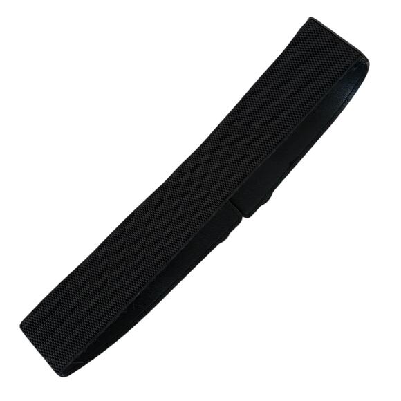 Western Double Buckle Black Stretch Waist Belt Gold Glam Rock Engraved Cowgirl - Picture 5 of 5